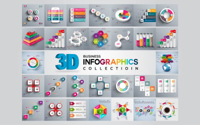 3D现代商业收集Ai矢量信息图元素