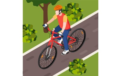 Rowerowa jazda na rowerze izometryczny wektor ilustracja koncepcja