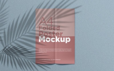 A4 vikta organiska papper mockup affisch designmall