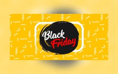 Black Friday 出售 Banner On Yellow Color Background 设计 Template
