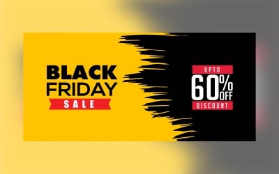 Black Friday 出售 Banner With 60% Off On Black And Red Color Background 设计