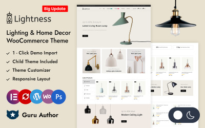 Lightness - Világítás és lakberendezési üzlet Elementor WooCommerce reszponzív téma