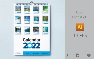 Planejador de modelo de calendário de parede 2022