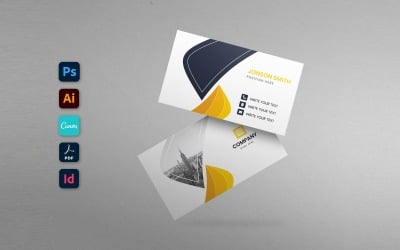 Clean Business Card Illustrator, Photoshop, Indesign &amp;amp; Canva Template