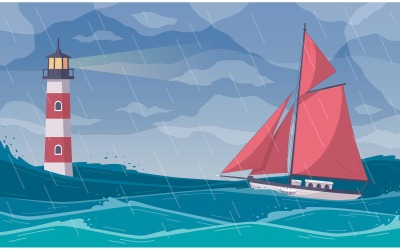 Яхтинг мультфільм набір 210220305 Векторні ілюстрації концепції