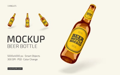 Glass Beer Bottle Mockup Set