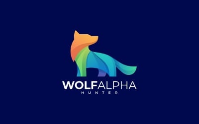 Wolf Farbverlauf Buntes Logo