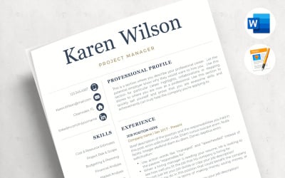KAREN -项目经理的专业简历. 简历，包括求职信，推荐信和职业建议