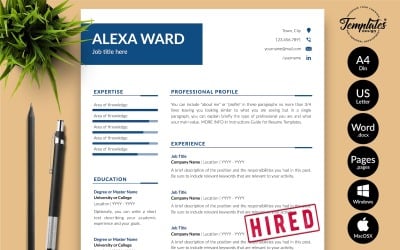 Alexa沃德-简单的简历模板与求职信微软Word &amp;amp; iWork页面
