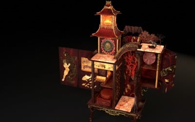 Japanees Acquered Furniture Gift 3d Model