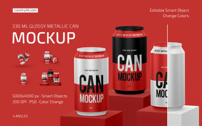 Set mockup di lattine metalliche lucide da 330 ml