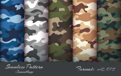 Set Miilitary Camouflage Naadloos Patroon, Grafisch Patroon
