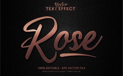 Rose - Düzenlenebilir Metin Efekti, Rose Gold Dokulu Yazı Tipi Stili, Grafik İllüstrasyon