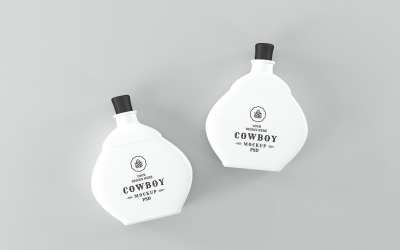 3D-Darstellung von weißen Flaschen mit schwarzen Kappen auf weißem Hintergrund Vorlage