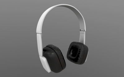 Casque d&amp;#39;écoute noir-blanc modèle 3D