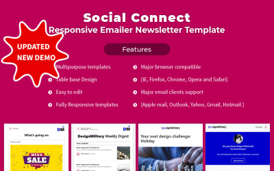 Social Connect - Responsieve e-mailnieuwsbriefsjabloon