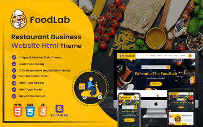 FoodLab餐厅HTML模板
