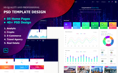 Modern and Clean Admin Dashboard Design PSD Template