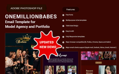 One Million Babes – E-mail sablon modellügynökséghez és portfólióhoz