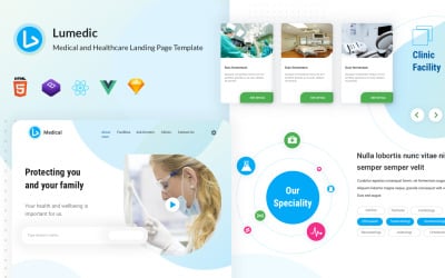 Lumedic - React Vue HTML Sketch医疗和医疗保健登陆页面模板