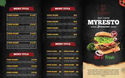 TRIFOLD MENU : Fast Food exclusive Trifold Food Menu