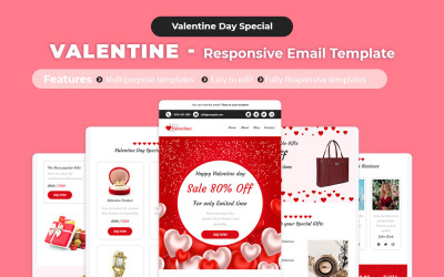 Den svatého Valentýna – responzivní šablona e-mailu