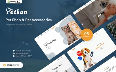 Petkun -响应主题的宠物商店和宠物配件Shopify