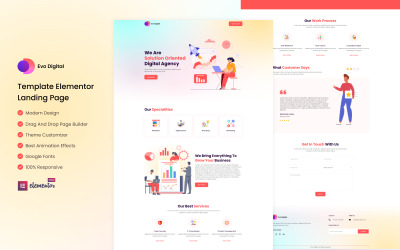 Evo Digital - Modèle Elementor prêt à l&amp;#39;emploi pour les services informatiques