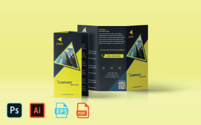 Kreatywna trójdzielna broszura w kolorze żółtym i czarnym — broszura trójdzielna