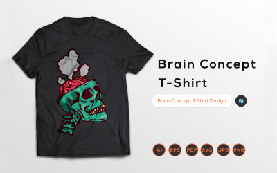 大脑融合t恤上的大脑概念