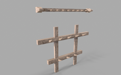 Middeleeuwse hangers Low-poly 3D-model