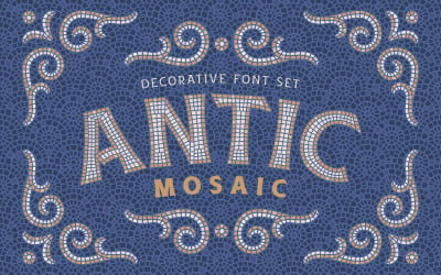 Antic Mosaic font set with bonus graphics