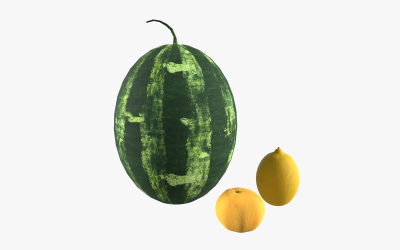 3 Fruit Pack Low-poly 3D-model