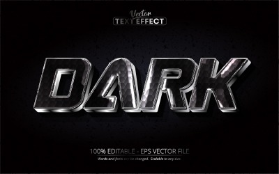 黑暗-可编辑的文字效果，黑色金属和银色文字风格，图形插图