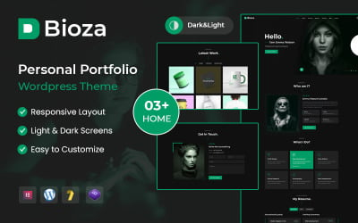 Bioza -个人投资组合登陆页WordPress主题