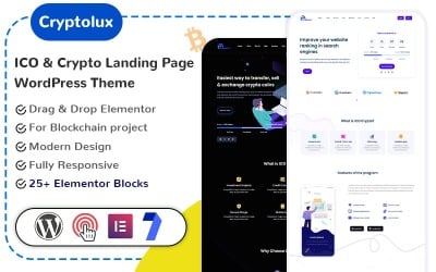 Cryptolux - ICO &amp;amp; Crypto Landing Page WordPress Theme