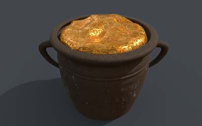 Pote de ouro modelo 3D de baixo poli