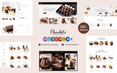 巧克力，糖果，面包店和蛋糕元素Woocommerce网站模板