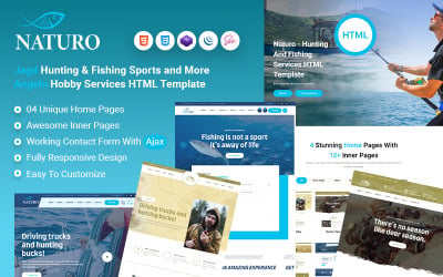 自然狩猎钓鱼户外爱好服务HTML模板