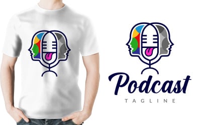 Funny Human Tongue Microphone Podcast Logo