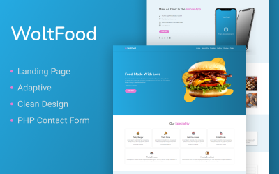 Wolt食物 - Restaurant Landing Page Template