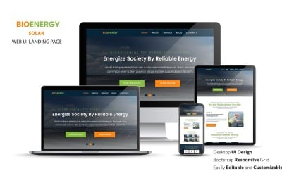 Güneş Enerjisi web kullanıcı arabirimi açılış sayfası şablonu