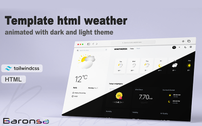 Koyu ve Açık Temalı Weathersa Responsive React Hava Durumu Şablonu