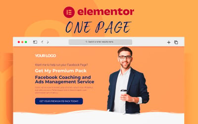 Facebook教练和广告管理服务元素登陆页面模板