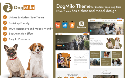 Modello HTML Dogmilo per la cura del cane