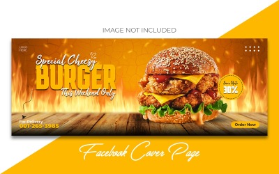 美味的汉堡和促销食品后模板的脸谱网封面