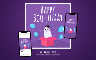 Happy Boothday - Modelos de banner para mídias sociais para comemorar o aniversário da criança