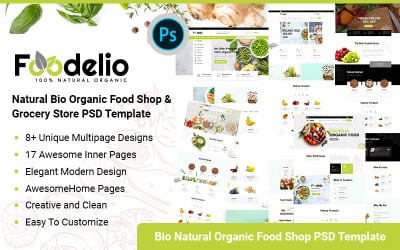 食物elio -天然生物有机食品商店杂货店PSD模板