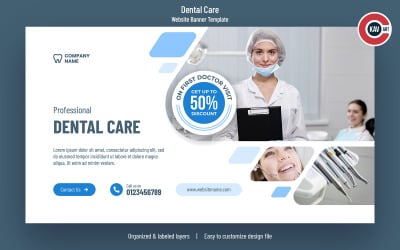 Szablon banera strony internetowej dotyczącej opieki dentystycznej