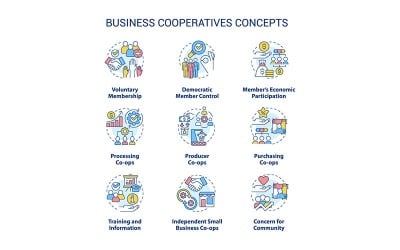 业务 Cooperatives Concept Icons Set